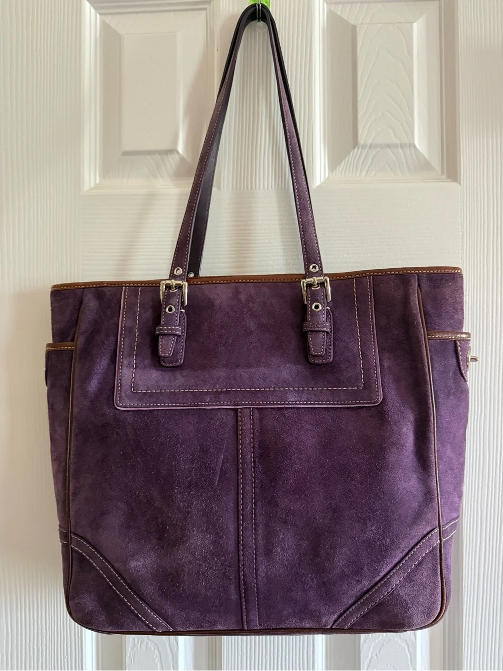 Vintage / Y2K Coach Purple Suede with Leather trim F10411 Hampton tote